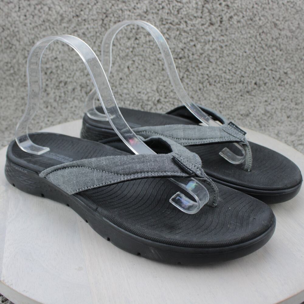 Skechers On The Go 600 Black Goga Mat Flip Flop Sandals Womens 10